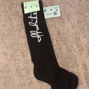 Off-White Black Logo Crew Socks Streetwear Designer Size L NWT